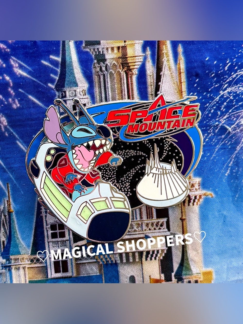 Disney Parks 2008 Walt Disney World Space Mountain Stitch Slider Pin